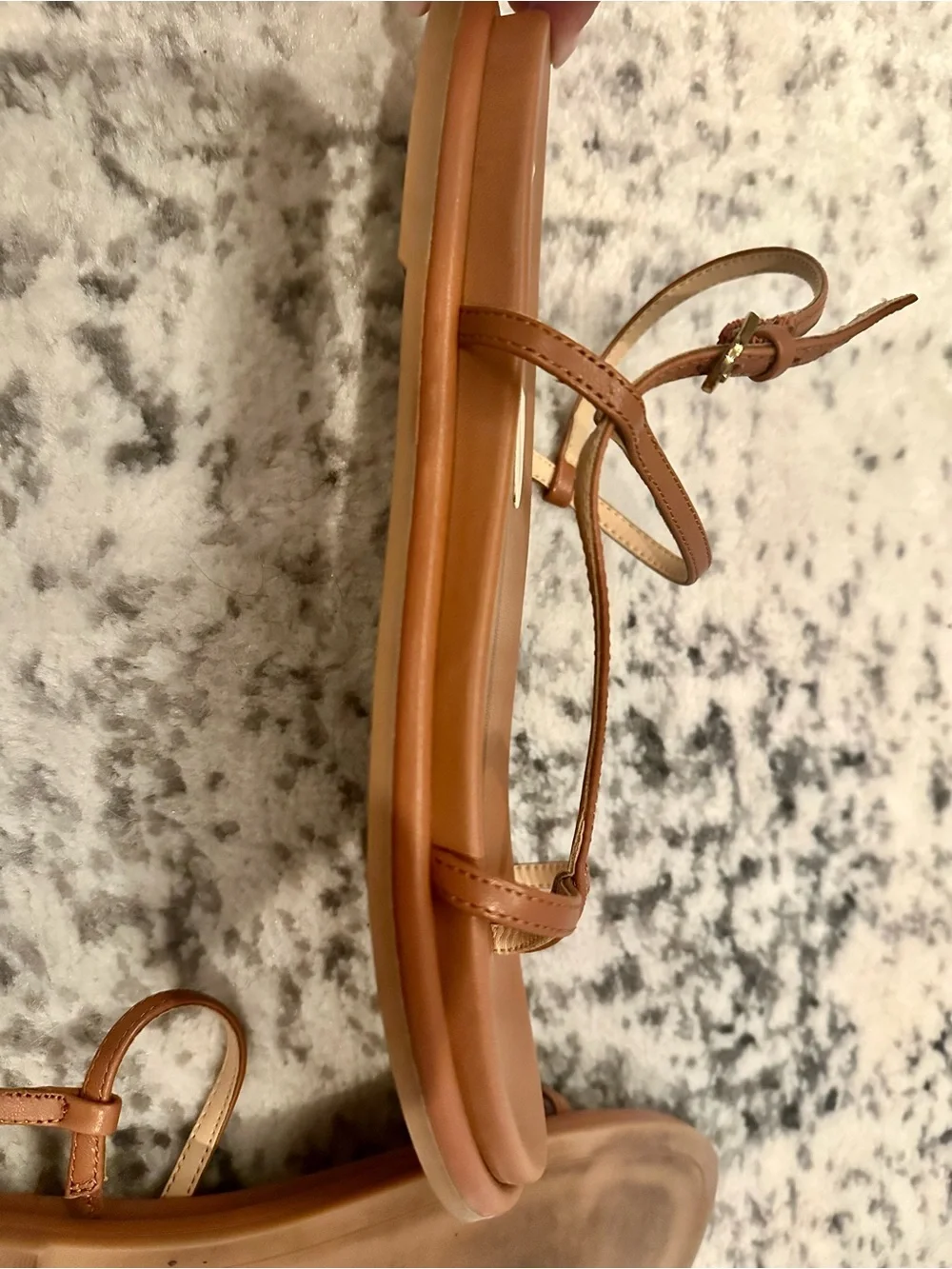 Dolce Vita Tan Leather Minimalist T-Strap Sandals